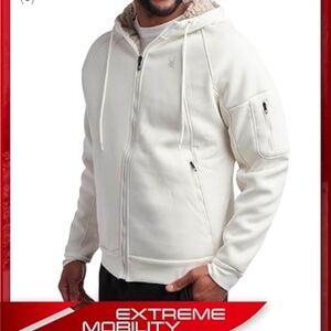 Spyder mens full zip sherpa lined hoodie in white size small ( 106)